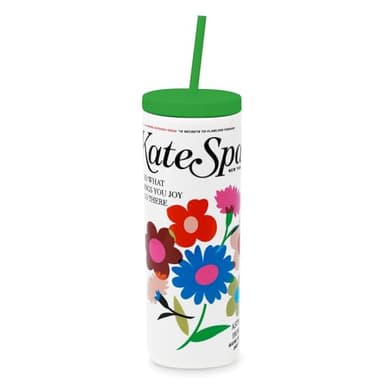 kate spade new york Insulated Tumbler with Reusable Straw, 20 Ounce Acrylic Travel Cup with Lid (Magazine)