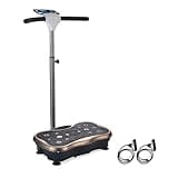 EILISON FIRMHOLD Handle Vibration Plate Exercise Machine for Lymphatic Drainage- Whole Body Workout Vibration Platform 350lbs for Beginners & Recovery, Body Shape Machine for Tonning (Handle Brown)