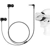 Geekria VR In-Ear Headphones Compatible with Meta Quest 2, Pico Neo 3, HTC Vive, Short Earbuds with S/M/L Size, 3.5 mm Aux 360 Degree Sound Earphone (Black)