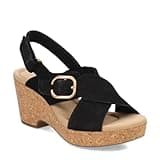 Clarks Women's Giselle Dove Wedge Sandal, Black Nubuck, 8