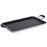 IMUSA 19x12in Aluminum Nonstick Double Burner Griddle with Cool Touch Handles, Black