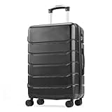 OLIXIS Hardside Luggage with Spinner Wheels Expandable and TSA Lock Hard Shell Lightweight Roller Suitcase, Black, 28-Inch