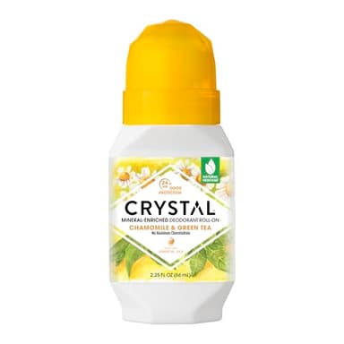 Mineral Roll on Vegan Deodorant for Women and Men, Chamomile & Green Tea - 2.25 fl. oz. (Packaging May Vary)