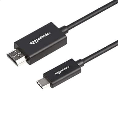 Amazon Basics Premium Aluminum Uni-Directional USB-C (Source) to HDMI (Display) Cable Adapter (Thunderbolt 3 Compatible) 4K@60Hz, 6-Foot, Black