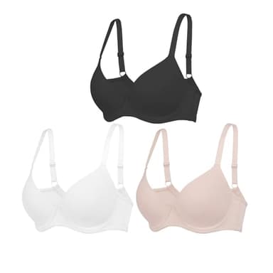 3Pcs Set Everyday Bra for Women T-Shirt Push Up Underwear with Support Anti-Sag Causal Comfortable Lingerie