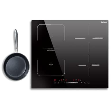 Karinear Induction Cooktop 4 Burner, 7400W 24'' Built-in Induction Stovetop with Flex Zone,Child Safety Lock, Timer, Boost, Slider Control Black Glass Electric Cooktop 240V Hard Wire(come with a pot)