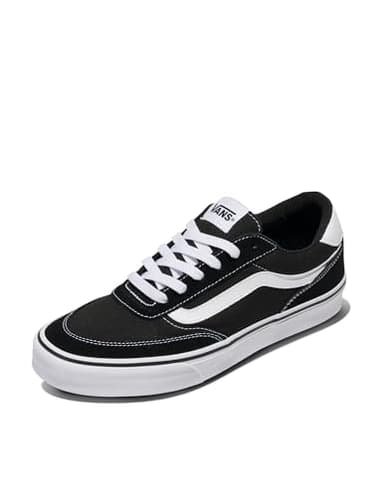 Vans Men's Brooklyn LS Shoe - Low-Top Fashion Sneakers for Casual Wear. Suede/Canvas Black/White. 10