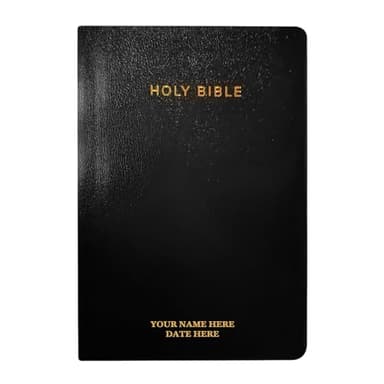 Personalized KJV Holy Bible Faux Leather Large Bible | Giant Print | Christian King James Version Bible Custom with Name, Date or Text | Gift for Christian & Religious Celebrations | Black