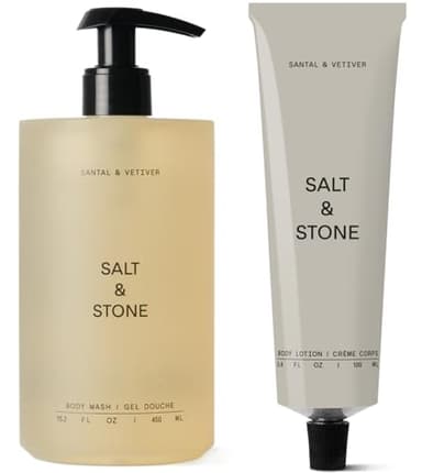 Salt & Stone Hydrating Gel Body Wash + Body Lotion | Santal & Vetiver