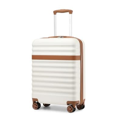 Kono Airline Approved Carry On Luggage, 22x14x9 inches, 20 Inch Expandable Lightweight Hardshell Suitcase with TSA Lock, (Cream Brown, Suitable for 1-3 Days of Travel)