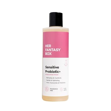 Her Fantasy Box | Sensitive Probiotic+ Gentle Cleanser – Fragrance-Free, pH Balanced Body Wash with Chamomile & Probiotic Lysates, Vegan & Cruelty Free, 8 oz