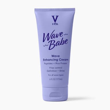 V&Co. Wave Babe Wave Enhancing Cream – Wave Cream for Wavy Hair, Anti Frizz & Hydrating Hair Care with Peptides & Rice Protein – Defines Waves, Enhances Shine & Adds Lasting Softness – 6 oz