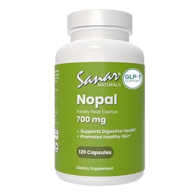 Sanar Naturals Nopal Capsules - Fiber Supplement, GLP-1 Support - Prickly Pear Cactus for Digestive Gut Health - Sugar Free, Vegan, Gluten Free,120 Pills