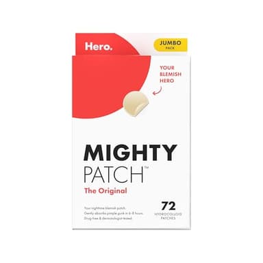 Mighty Patch Original patch from Hero Cosmetics – The #1 Hydrocolloid Acne Pimple Patch for Shrinking Zits and Whiteheads in 1 use; Nighttime Spot Stickers for Face and Skin (72 Count)