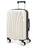 BAGSMART Carry On Luggage 22x14x9 Airline Approved with TSA Lock, Expandable Hard Shell Suitcase with Spinner Wheels, Lightweight 20 Inch Travel Rolling Carry-On Luggage, Off White