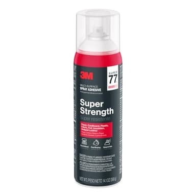 3M Super 77 Multi-Surface Spray Adhesive, 14.1 oz., Low VOC, Quick Bond, Fast Drying, Clear Finish for Foil, Foam, Paper, Metal, Plastic, Fabric, and Cardboard (77-NAT)