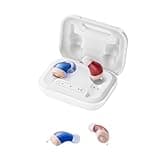 Flaygo Rechargeable Hearing Aids for Seniors with Hearing loss, They are equipped with a smart noise reduction chip, providing clear sound quality and comfortable wearing. Super-mini, Auto-On/Off