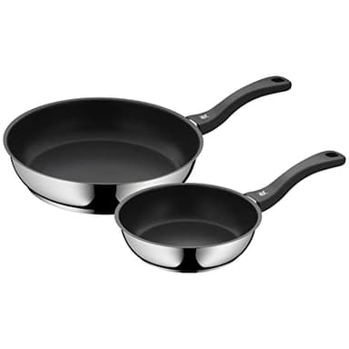 WMF Devil 2-Piece Frying Pan Set 28 cm + 2 cm Induction Pan Cromargan Stainless Steel Coated with Plastic Handle
