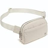 Pander Everywhere Belt Bag for Women, 5 Zipper Pockets Nylon Crossbody Fanny Pack Purse (White Opal)