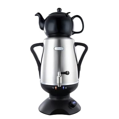 ETHNIQ - Electric Samovar | 3.2L Stainless Steel Tea Maker | Adjustable Temperature Controller | Boil Dry & Auto Shot-off | 1.2L Porcelain Teapot | Turkish, Persian, Russian Tea Kettle (Black)
