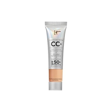 IT Cosmetics CC+ Cream Travel (Neutral Medium) - Natural Full Coverage Foundation With SPF 50+, Color Corrector & Anti-Aging Hydrating Serum, Hyaluronic Acid + Peptides, Up To 24H Wear - 0.4 fl oz