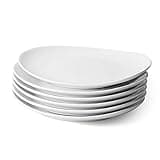 Sweese Porcelain 11 Inch Dinner Plates Set of 6 - White Dinner Plates - Dishwasher, Microwave, Oven Safe, Scratch Resistant