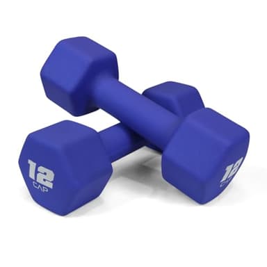 WF Athletic Supply Vibrant Multiple Color 12 LB Hex Shaped Neoprene Dumbbells/Hand Weights with Non-Slip Grip for Home Gym Equipment Workouts Strength Training Free Weights - Sold in Pairs