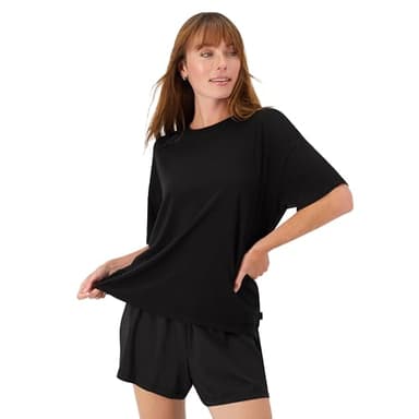Hanes Women's Originals Supersoft Boxy T-Shirt & Sleep Shorts Set, Comfywear Lounge/Sleepwear