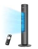 Pelonis 30-Inch Oscillating Tower Fan for Bedroom – 3 Speed, 37dB Quiet Tower Fan with Remote Control and 7-Hour Timer – ETL Certified, Grey