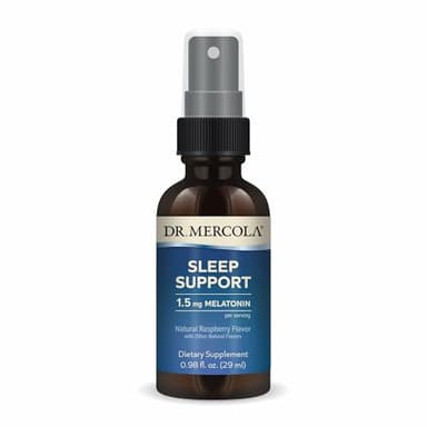 Dr. Mercola Sleep Support with Melatonin Spray - Supports Restful Sleep - Non-GMO, Gluten-Free & Soy-Free - Natural Raspberry Flavor - 0.98 fl oz (35 Servings)
