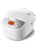 Toshiba Rice Cooker 6 Cup Uncooked – Japanese Rice Cooker with Fuzzy Logic Technology, 7 Cooking Functions, Digital Display, 2 Delay Timers and Auto Keep Warm, Non-Stick Inner Pot, White