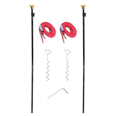 HUAALIUCHE RV Awning Tie Down Kit Pole with Red Strap, Awning Pole & Tie Down Kit Heavy Duty Campers,RV Awning Support Poles,Support System (Adjustable Length 78"-114") - 2 Pack