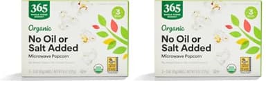 365 by Whole Foods Market, Organic No Oil or Salt Microwave Popcorn, 9 Ounce (Pack of 2)