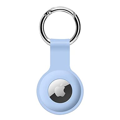 ColorCoral Case for AirTags Ultra Light Silicone Sleeve for AirTags Durable Anti-Scratch Protective Skin Cover with Anti-Losing Keychain Ring Accessory Compatible with Apple AirTags Lightblue