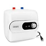Fisoceny Mini Tank 4 Gallon Water Heater Under Sink Instant Hot Water 1500w 120V,RV Small Hot Water Heater for Kitchen with Release Valve 3-Way Diverter Vavle,1/2" NPT White