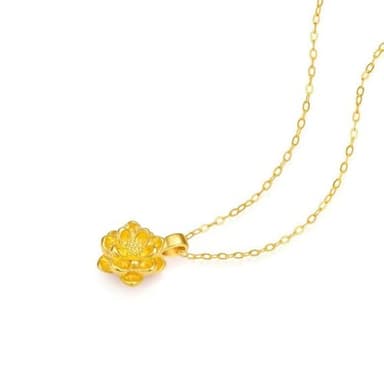 De Lapoll 24K Pure Gold Pendant 999 Gold Necklace Women's Engagement Anniversary Birthday Christmas Valentine's Day Gift for Women Wife Mother (24K Lotus)