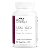 Bariatric Advantage Ultra Solo Without Iron - Once-Per-Day Daily Multivitamin - for Bariatric Patients - with Thiamin, Vitamin A & More - Gluten Free - 90 Capsules