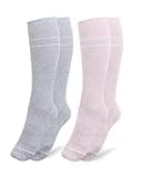Kindred Bravely Compression Socks 2-Pack | Graduated Compression Socks for Circulation Pregnancy Travel (Pink & Grey Heather, Small)