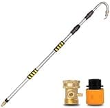Gutter Cleaning Tools,12FT Gutter Cleaner Tool From The Ground Telescoping Reach Gutter Cleaning Pole for Garden Hose Attachment