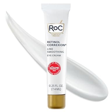 RoC Retinol Correxion Eye Cream Mini for Dark Circles & Puffiness, Daily Wrinkle Cream, Anti Aging Line Smoothing Skin Care Treatment, .25 Ounces