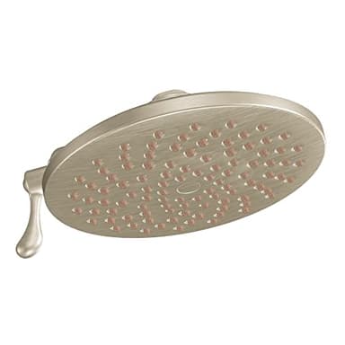 Moen Velocity Brushed Nickel Two-Function Rainshower 8-Inch Shower Head with Immersion Technology for a High-Pressure Rinse, S6320BN