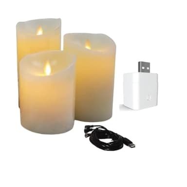 UBREW USA Smart Home Realistic Flickering Flameless Candles. USB Powered. Electric Extra Bright Real Wax Pillars LED Candle. Compatible with Alexa, Google Assistant, IFTTT.