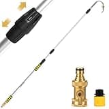 POOPLE Gutter Cleaning Tools, 16ft (24ft Reach) Gutter Cleaners from The Ground, Gutter Hose Extension Wand with Garden Hose Attachment