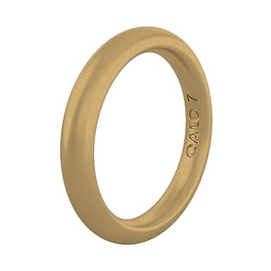 QALO Women's Rubber Silicone Ring, Classic Stackable Rubber Wedding Band, Breathable, Durable Engagement Silicone Ring, 3mm Wide 2mm Thick, Antique Gold, Size 7