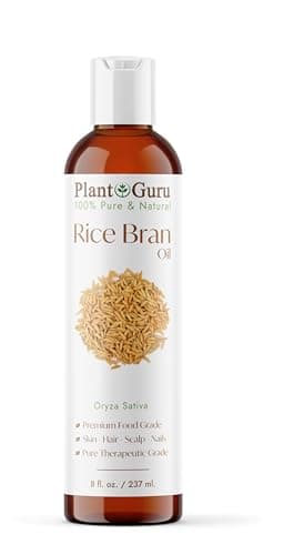 Plant Guru Rice Bran Oil 8 fl. oz. – 100% Pure & Natural Carrier Oil for Skin, Face, Body, and Hair Moisturizing. Great for DIY Creams, Lotions, and Lip Balms.
