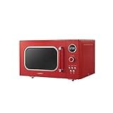 COMFEE' CM-M093ARD Retro Microwave with 9 Preset Programs, Fast Multi-stage Cooking, Turntable Reset Function Kitchen Timer, Mute Function, ECO Mode, LED digital display, 0.9 cu.ft, 900W, Red