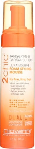 GIOVANNI 2Chic Ultra Volume Mousse for Fine & Thin Hair - Volumizing Hair Foam for Women & Men, Foaming Texture for Defining & Enhancing - Papaya & Tangerine, 7 fl oz (Pack of 1)