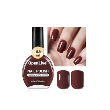 OpenLive 16.5ml Brown Nail Polish Large Volume Quick Drying Nail Polish, Fast Drying and Long Lasting Color Nail Art DIY Home Manicure Gift for Women