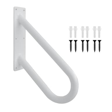 U Shaped Wall Mount Handrails for Outdoor Steps & Indoor Stairs - Black & White Hold Tight Safety Handrail for Garage, Porch, Toilet, Yard and Garden