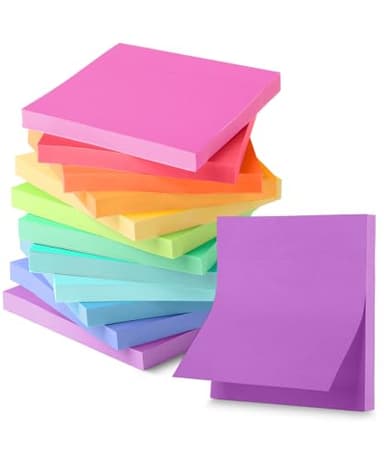 Mr. Pen- Sticky Notes, 3”x3”, 12 Pads, 600 Sheets, 12 Vibrant Color Sticky Notes 3x3, Stocky Notes for Bible Journaling